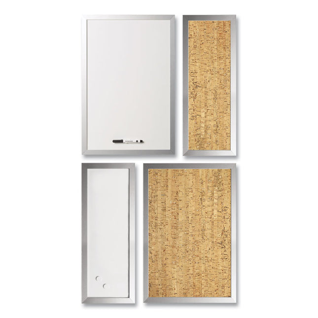 Metallic Silver Positive Flow Message Board Set, (2) Magnetic Dry Erase, (2) Bulletin, Assorted Sizes, Assorted Colors