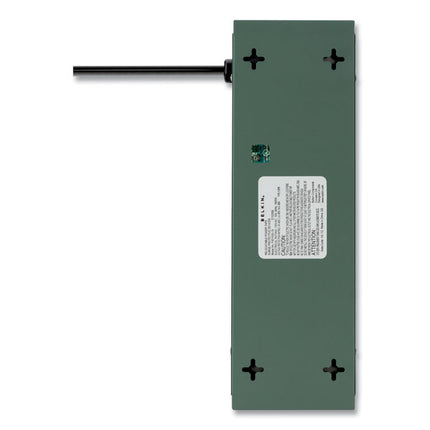 Metal SurgeMaster Surge Protector, 10 AC Outlets, 15 ft Cord, 885 J, Dark Gray