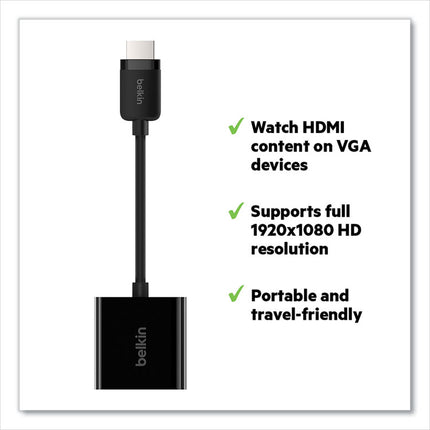 Hdmi To Vga Adapter With Micro-Usb Power, 9.8", Black