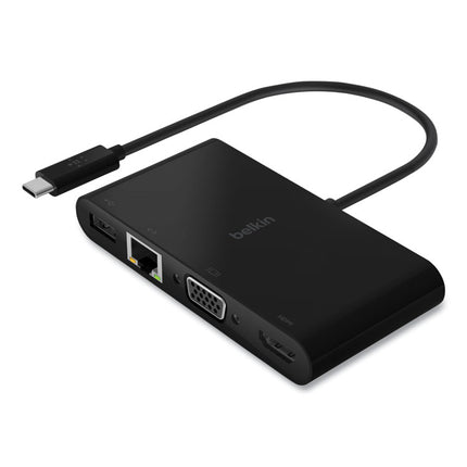 USB-C Multimedia + Charge Adapter, 4K HDMI/USB-A/USB-C/VGA, 4.9 ft, Black