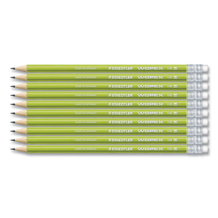 Wopex Extruded Pencil, HB (#2), Black Lead, Green Barrel, 10/Pack
