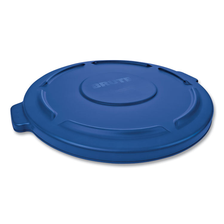 BRUTE Self-Draining Flat Top Lids, for 44-gal Round Brute Container, 24.5 dia, Blue, 4/Carton