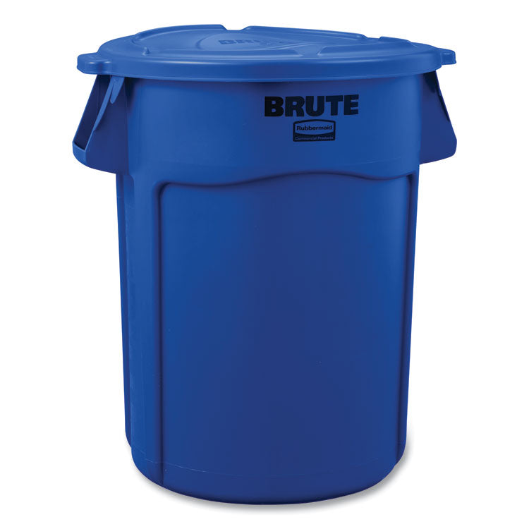 BRUTE Self-Draining Flat Top Lids, for 44-gal Round Brute Container, 24.5 dia, Blue, 4/Carton