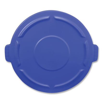 BRUTE Self-Draining Flat Top Lids, for 44-gal Round Brute Container, 24.5 dia, Blue, 4/Carton