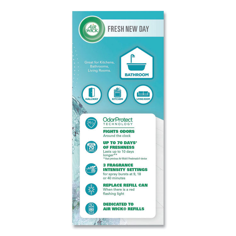 Freshmatic Life Scents Starter Kit, 5.89 oz Fresh Waters Refill/AA Battery, 4 Kits/Carton