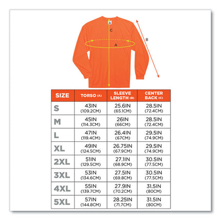 GloWear 8091 Non-Certified Hi-Vis Long Sleeve Shirt, Medium, Orange