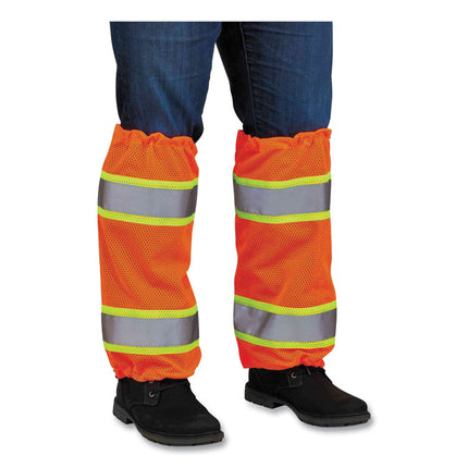GloWear 8009 Class E Two-Tone Mesh Leg Gaiters, One Size Fits Most, Orange