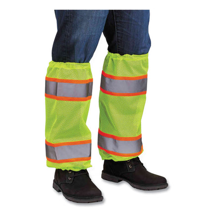 GloWear 8009 Class E Two-Tone Mesh Leg Gaiters, One Size Fits Most, Lime