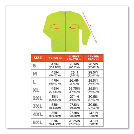GloWear 8091 Non-Certified Hi-Vis Long Sleeve Shirt, Large, Lime