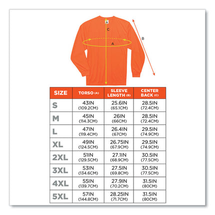 GloWear 8091 Non-Certified Hi-Vis Long Sleeve Shirt, 2X-Large, Orange