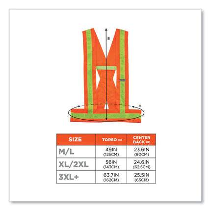 GloWear 8140BA Class 1 Breakaway Sash, Polyester, 3X-Large Plus, Orange