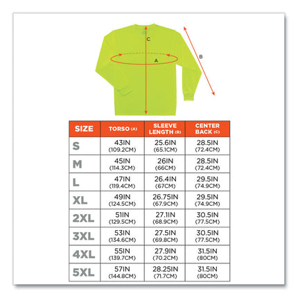 GloWear 8091 Non-Certified Hi-Vis Long Sleeve Shirt, 3X-Large, Lime
