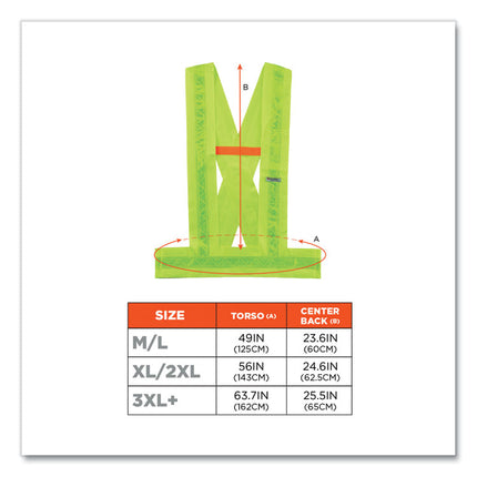 GloWear 8140BA Class 1 Breakaway Sash, Polyester, X-Large/2X-Large, Lime