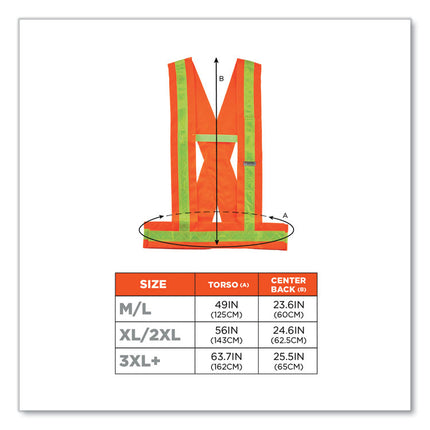 GloWear 8140BA Class 1 Breakaway Sash, Polyester, X-Large/2X-Large, Orange