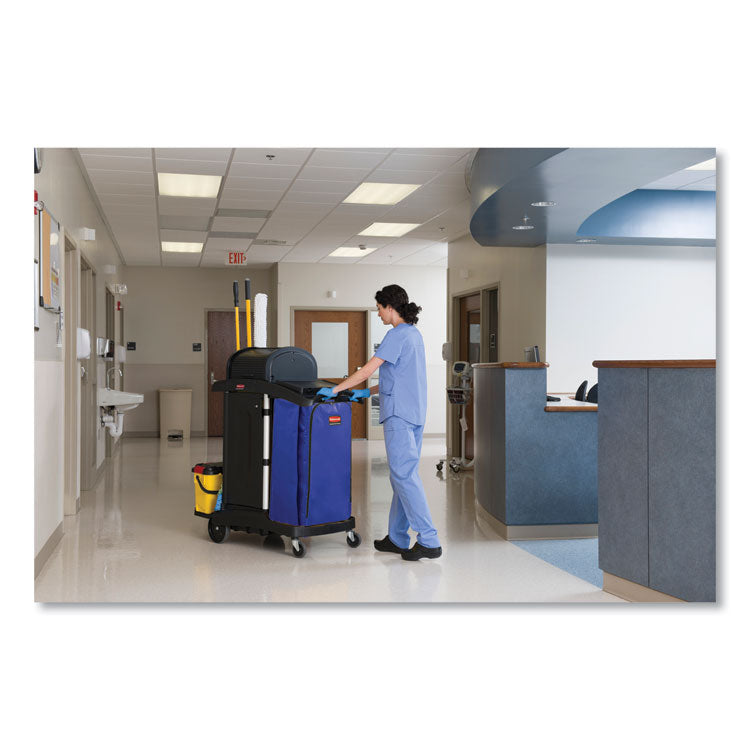 Vinyl Cleaning Cart Bag for Rubbermaid Commercial High-Capacity Cleaning Carts, 34 gal, 10.5" x 17.5" x 33", Blue