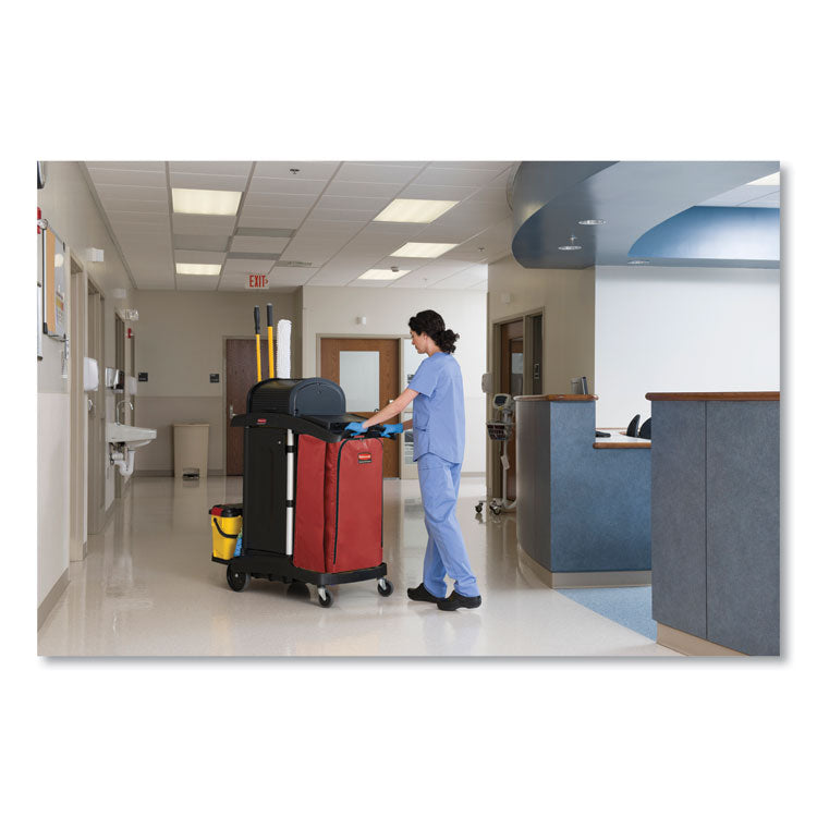 Vinyl Cleaning Cart Bag for Rubbermaid Commercial High-Capacity Cleaning Carts, 34 gal, 10.5" x 16.8" x 33", Red