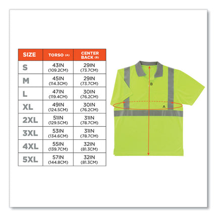 GloWear 8295 Class 2 Hi-Vis Polo Shirt, 4X-Large, Lime