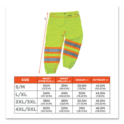 GloWear 8911 Class E Two-Tone Pants, Small/Medium, Lime