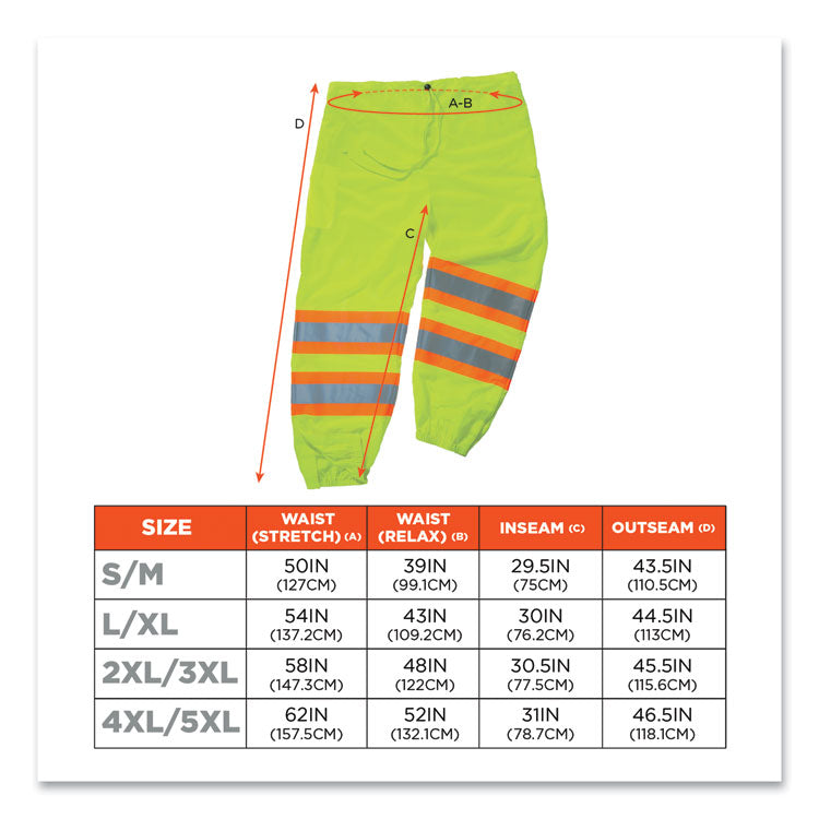GloWear 8911 Class E Two-Tone Pants, Small/Medium, Lime