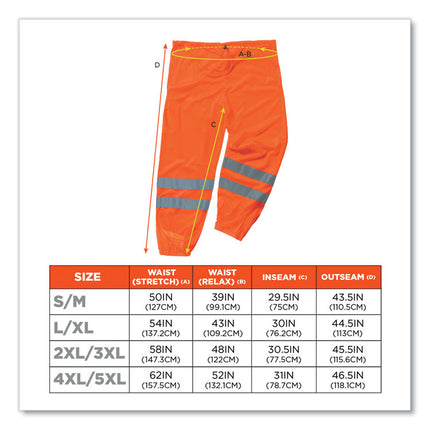 GloWear 8910 Class E Hi-Vis Pants, Large/X-Large, Orange