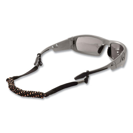 Skullerz 3280 Elastic Coil Eyewear Lanyard, PVC O-Ring Slip Fastener, 10" Long, Black