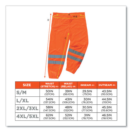 GloWear 8910 Class E Hi-Vis Pants, 4X-Large/5X-Large, Orange
