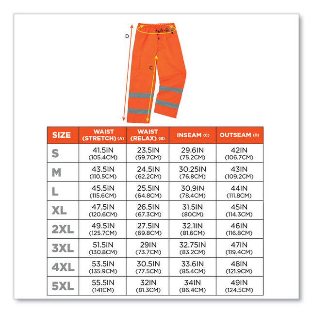 GloWear 8925 Class E Hi-Vis Thermal Pants, 3X-Large, Orange