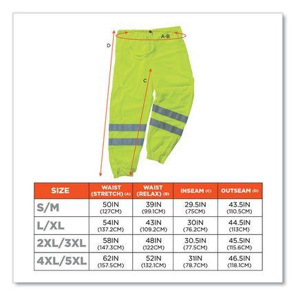 GloWear 8910 Class E Hi-Vis Pants, Large/X-Large, Lime