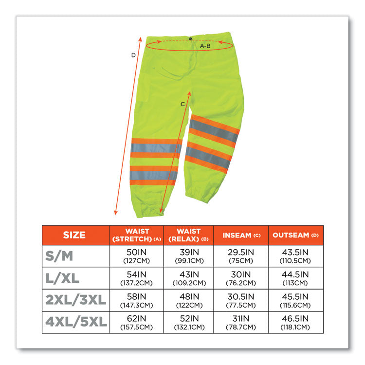 GloWear 8911 Class E Two-Tone Pants, Large/X-Large, Lime