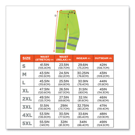 GloWear 8925 Class E Hi-Vis Thermal Pants, Medium, Lime