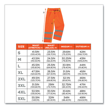 GloWear 8925 Class E Hi-Vis Thermal Pants, 4X-Large, Orange