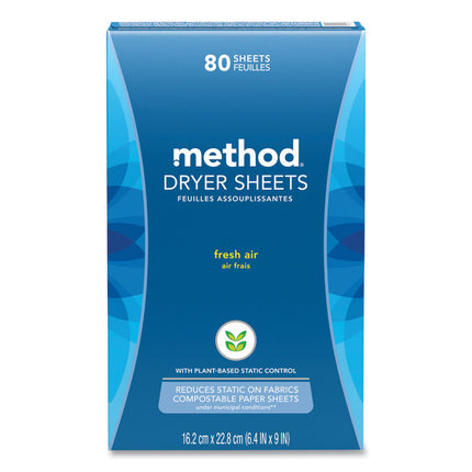 Dryer Sheets, Fresh Air, 80/Box, 6 Boxes/Carton