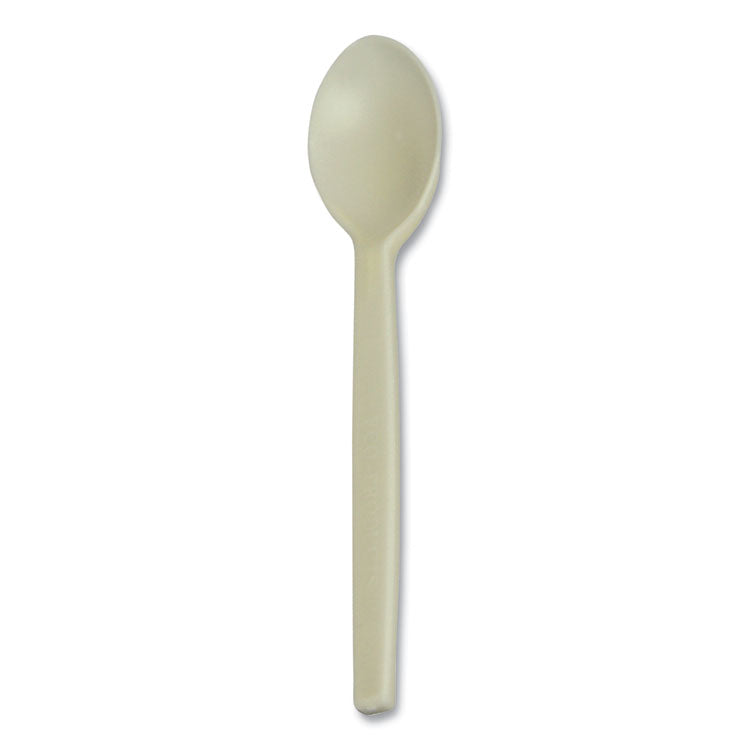 EcoSense Renewable Plant Starch Cutlery, Spoon, Plastic, Cream, 50/Pack