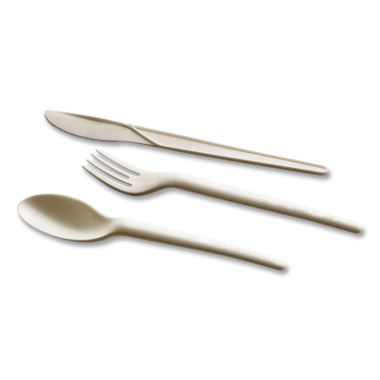 EcoSense Renewable Plant Starch Cutlery, Spoon, Plastic, Cream, 50/Pack