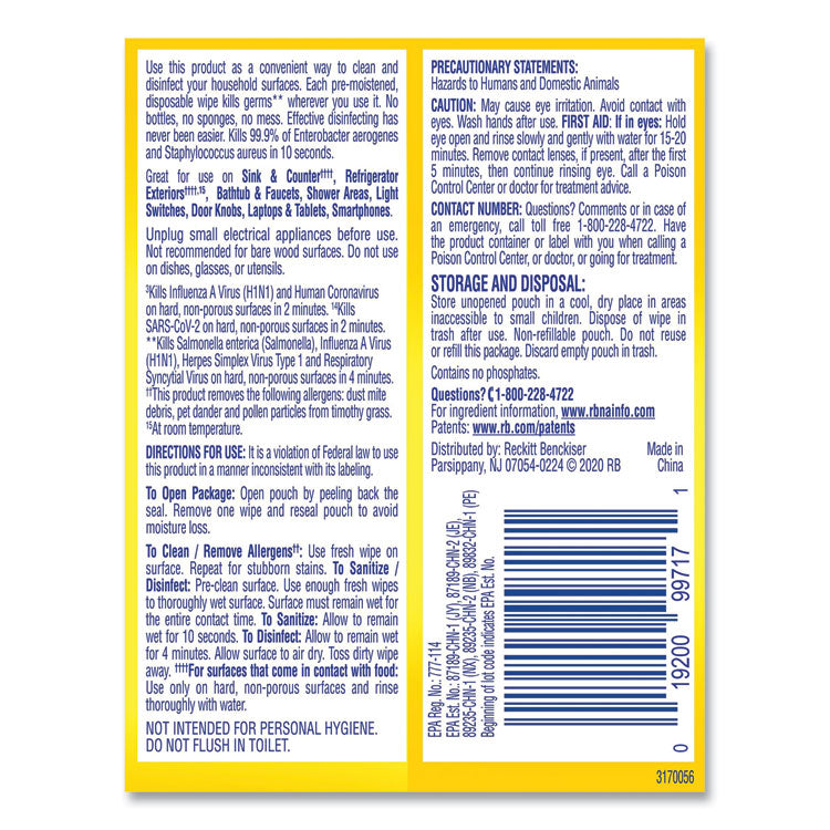 Disinfecting Wipes Flatpacks, 1-Ply, 6.69 x 7.87, Lemon and Lime Blossom, White, 15 Wipes/Flat Pack, 24 Flat Packs/Carton