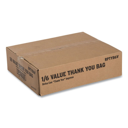 Thank You Bags, Thank You - Have a Nice Day Labeling, Cut-Out Handles, 11.5" x 6.5" x 20", White/Red, 775/Carton
