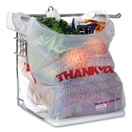 Thank You Bags, Thank You - Have a Nice Day Labeling, Cut-Out Handles, 13" x 8" x 23", White/Red, 1,000/Carton
