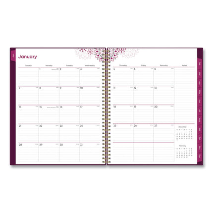 Gili Weekly/Monthly Planner, Jewel Tone Artwork, 11 x 8.5, Plum Cover, 12-Month (Jan to Dec): 2025