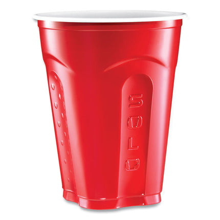 Squared Plastic Party Cups, 18 oz, Red, 240/Carton