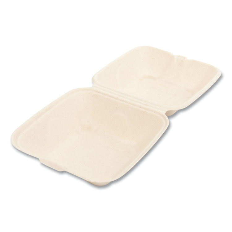 Bagasse PFAS-Free Food Containers, 6 x 6 x 3.19, Tan, Sugarcane, 500/Carton