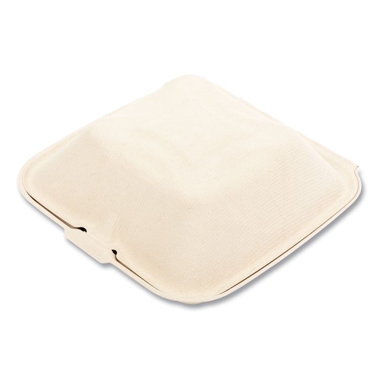 Bagasse PFAS-Free Food Containers, 6 x 6 x 3.19, Tan, Sugarcane, 500/Carton