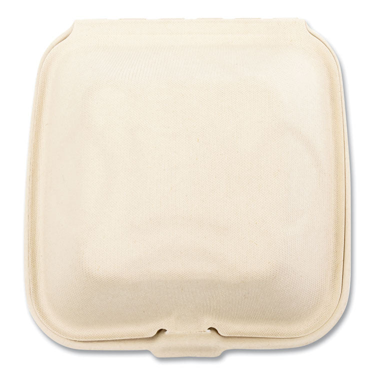 Bagasse PFAS-Free Food Containers, 6 x 6 x 3.19, Tan, Sugarcane, 500/Carton