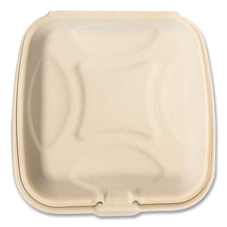 Bagasse PFAS-Free Food Containers, 9 x 9 x 3.19, Tan, Sugarcane, 100/Sleeve, 2 Sleeves/Carton