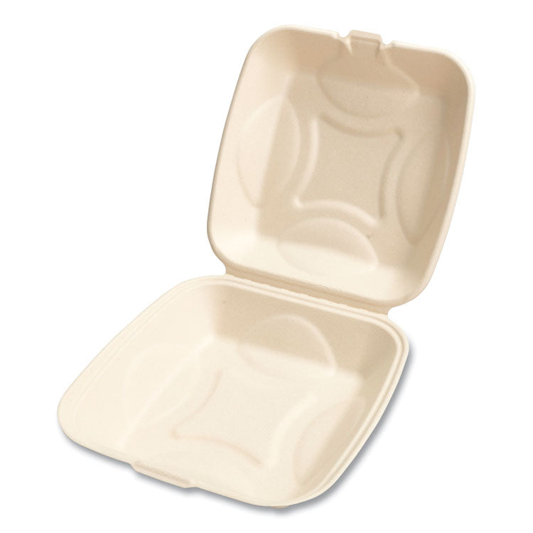 Bagasse PFAS-Free Food Containers, 9 x 9 x 3.19, Tan, Sugarcane, 100/Sleeve, 2 Sleeves/Carton