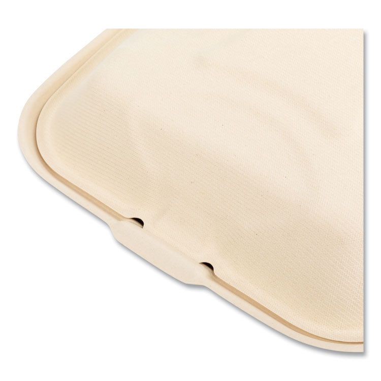 Bagasse PFAS-Free Food Containers, 3 Compartments, 9 x 3.19 x 9, Tan, Sugarcane, 200/Carton