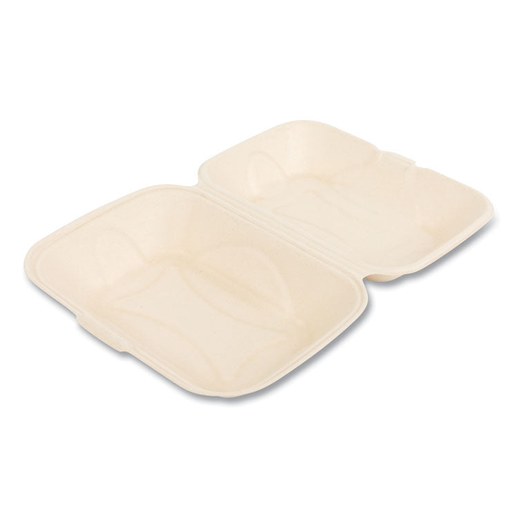 Bagasse PFAS-Free Food Containers, Hoagie/Hinged Lid, 6 x 3 x 9, Tan, Sugarcane, 250/Carton