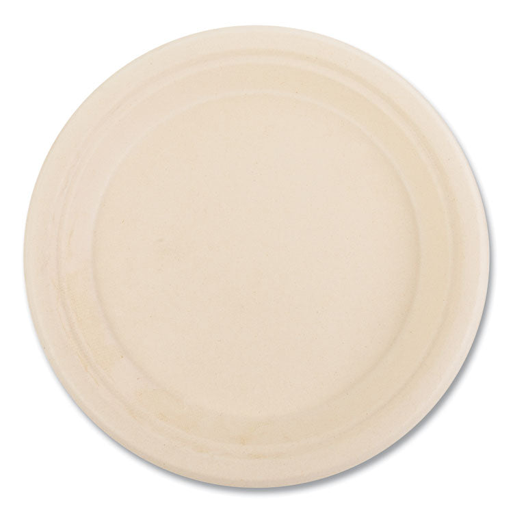 Bagasse PFAS-Free Dinnerware, Plate, Sugarcane, 9" dia, Tan, 500/Carton
