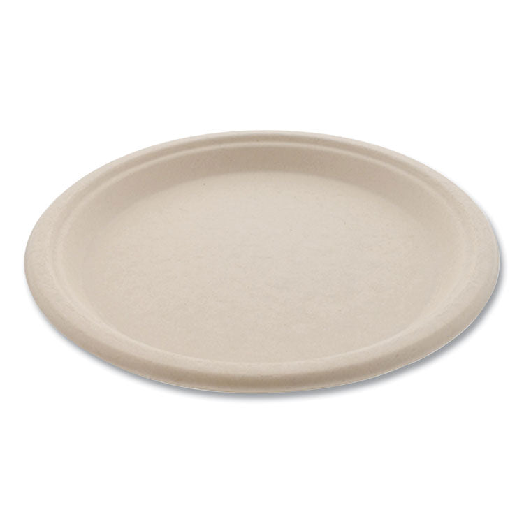 Bagasse PFAS-Free Dinnerware, Plate, Sugarcane, 10" dia, Tan, 500/Carton