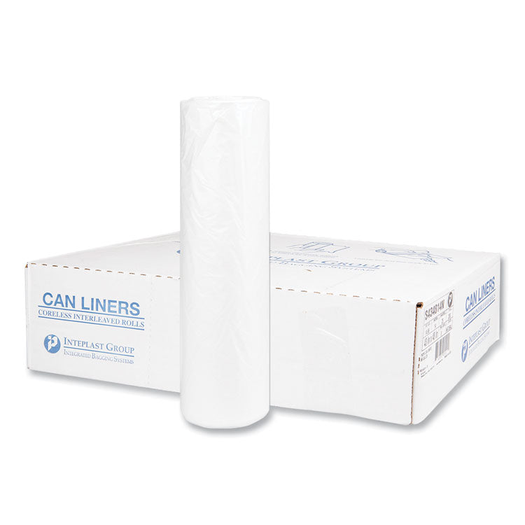 High-Density Commercial Can Liners, 56 gal, 14 mic, 43" x 48", Natural, Interleaved Roll, 25 Bags/Roll, 8 Rolls/Carton