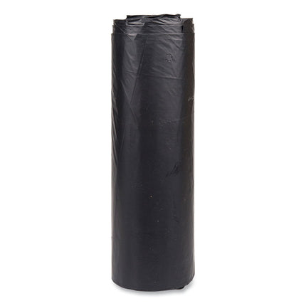 High-Density Commercial Can Liners, 56 gal, 22 mic, 43" x 48", Black, Interleaved Roll, 25 Bags/Roll, 6 Rolls/Carton